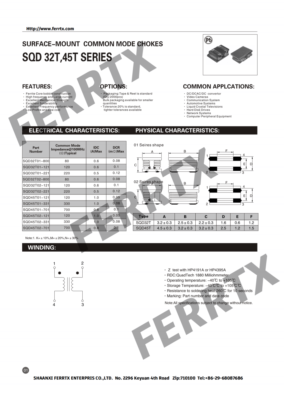 SMD Common Mode Chokes SQD