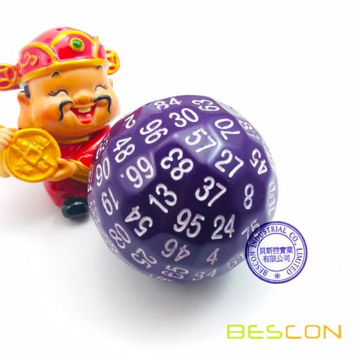 Bescon Dados poliédricos 100 dados laterales, D100 mueren, cubo 100 lados, D100 Dados del juego, cubo 100 lados de color púrpura