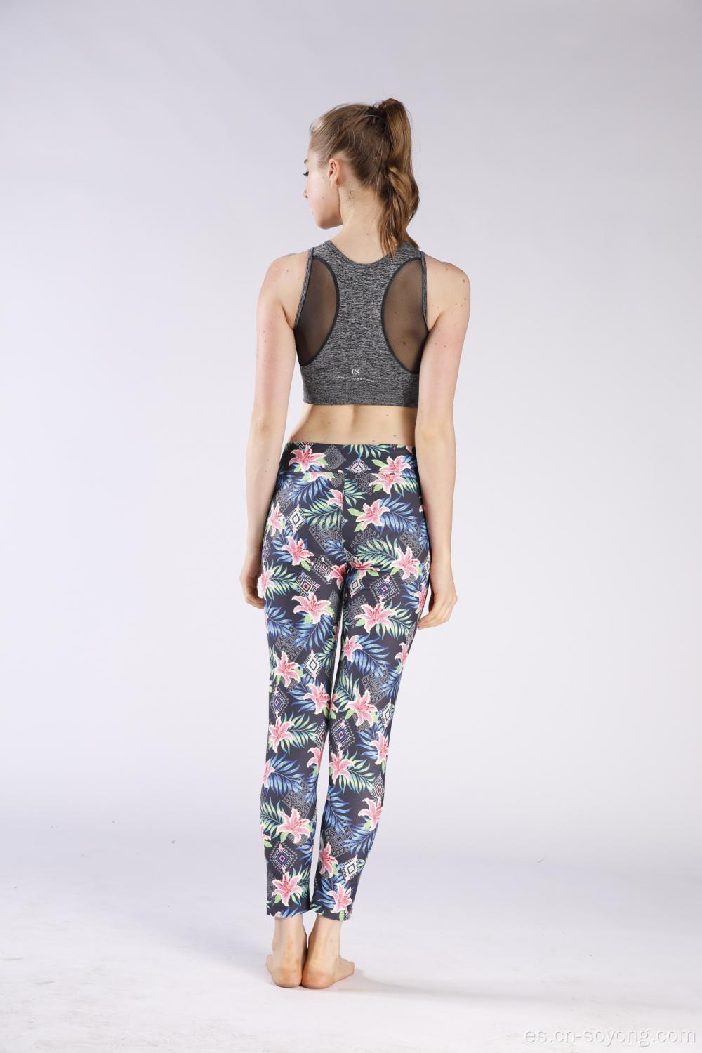 Leggings deportivos con estampado elástico para mujer