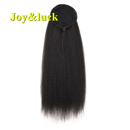 Wholesale Price Wigs Black In Afro Kinky Straight Ponytail Hairpieces With Elastic Band Comb Drawstring Ponytail Hair Extension