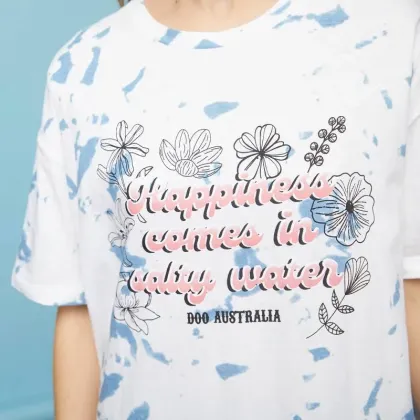 Womens Casual Tie Dye Print Short Sleeve T-Shirt