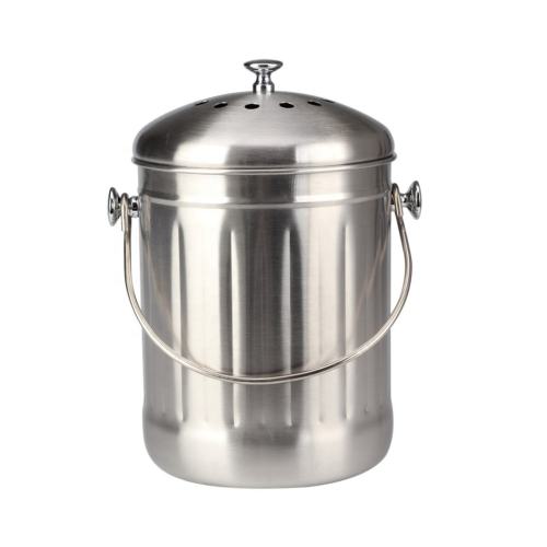 Cylindrical Compost Pail with Replaceable Charcoal Filter