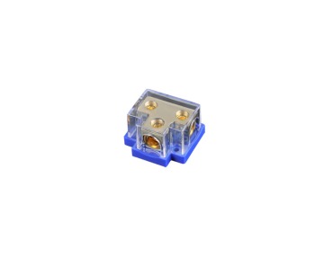Distribution Blocks 1x0 GA IN 2x4 GA OUT Gold/Nickel plated for car audio power distribution block