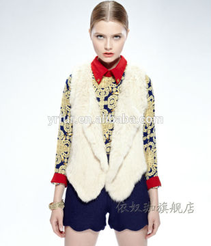 YR825 Super Quality OEM Factory Wholesale Genuine Rabbit Fur Hand Knit Waistcoat