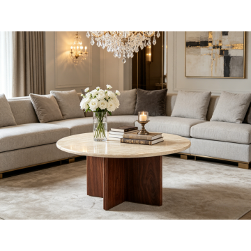 Элегантный компактный журнальный столик с мраморной поверхностью