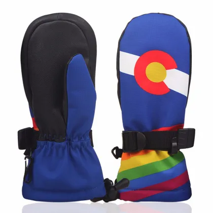Boodun Children Ski Gloves Waterproof Warm Winter Kids Gloves Windproof Boys Girls Skiing Snowboard Snow Mittens Child Sport