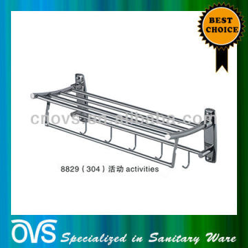 Stailess Steel Wall Activity ชั้นวางผ้าขนหนูพร้อมตะขอผ้าขนหนู 8829