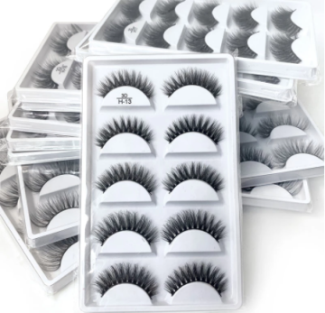 Luxurious Mink False Eyelashes - 5 Pairs Thick Curled Full Strip Lashes for Natural Makeup