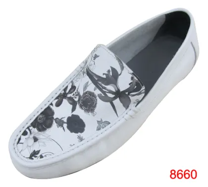 flower printing design men leather casual shoes