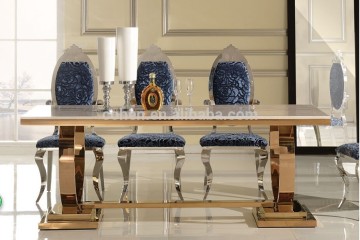 2015 hot selling design luxury dining table/ stainless steel dining table for general used AH6130