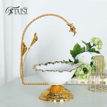 BRY005C Ceramic Dessert Storage Bowl - Golden Rack for Kitchen