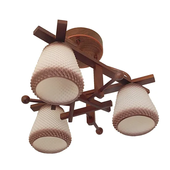 3 Head wooden and glass Ceiling Pendant Lighting