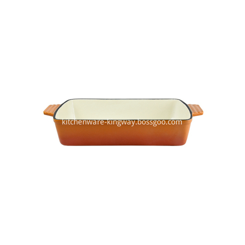 Orange Enamel Cast Iron Roasting Dish