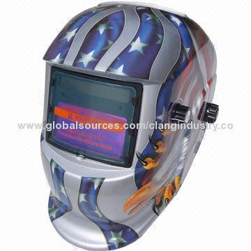 Welding Helmet, Auto Dark, Solar-powered, Silver American Eagle