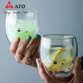 Double Wall Glass Cup Animal Design drinking glasse