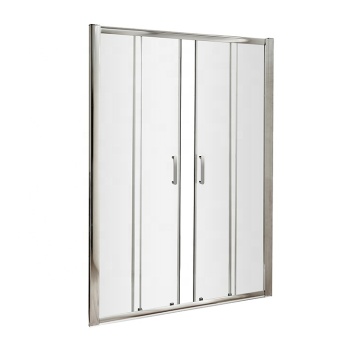 PTB 139x185cm Transparent Tempered Glass Double Sliding Door for Hotel Bathroom
