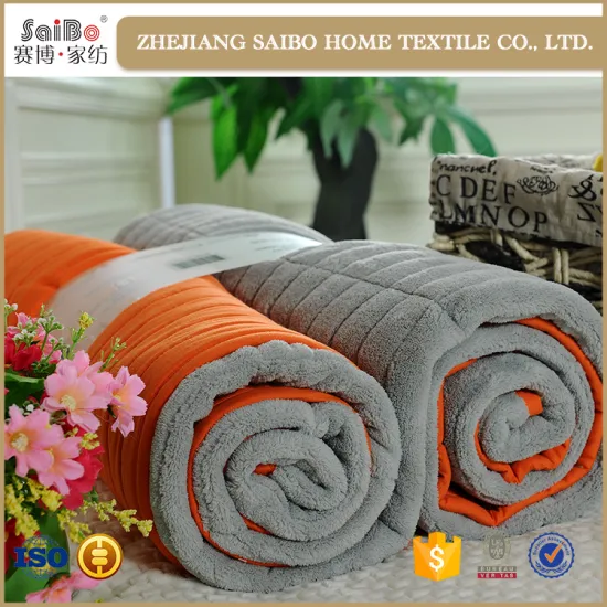 Plain orange coral piping edge blanket