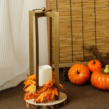 Customizable TRUST Iron Crafts Candlesticks for Harvest Festival Lanterns in Golden Design