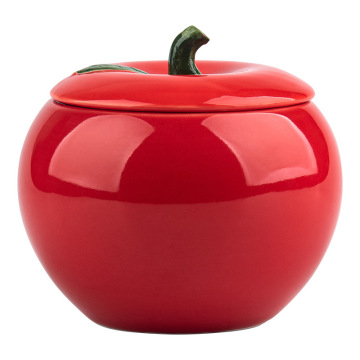 Vivid Ceramic Apple Storage Jar - Handmade Porcelain Apple Shaped Tea Canister