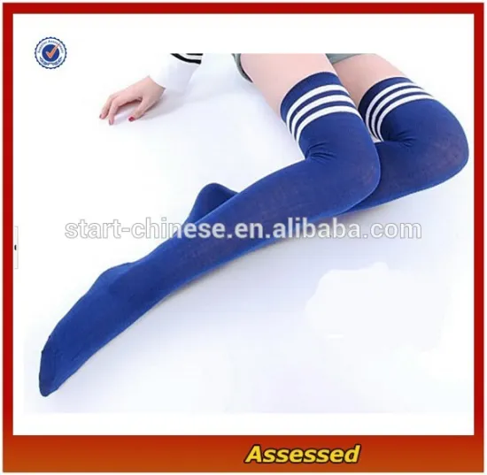 2015 Outdoor Sport Striped Thigh High Socks/Custom Football Socks/Japanese Striped Stockings---AMY152103