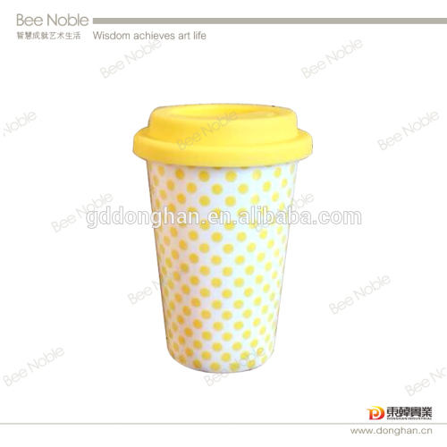 factory direct exporting custom ceramic decal mug with silicone lid