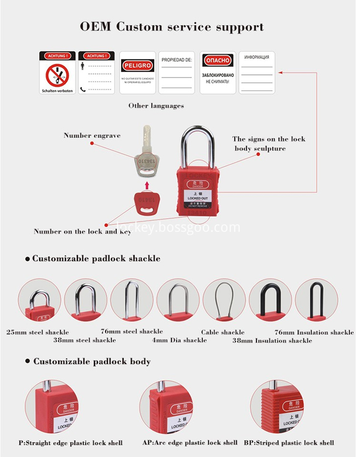 76mm Long Shackle Safety Lockout Tagout Padlock, High Quality 76mm Long ...