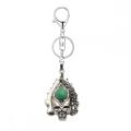 Gemstone Crystal CAB Silver Skull Stone KeyChains Natural Stone Skeleton Key Ring Alloy Skull Key Chains for Birthday Gift