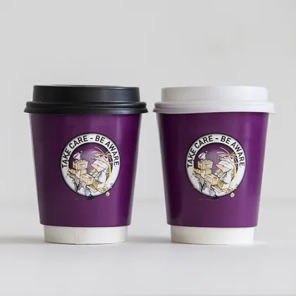 Disposable double wall paper cups with logo print
