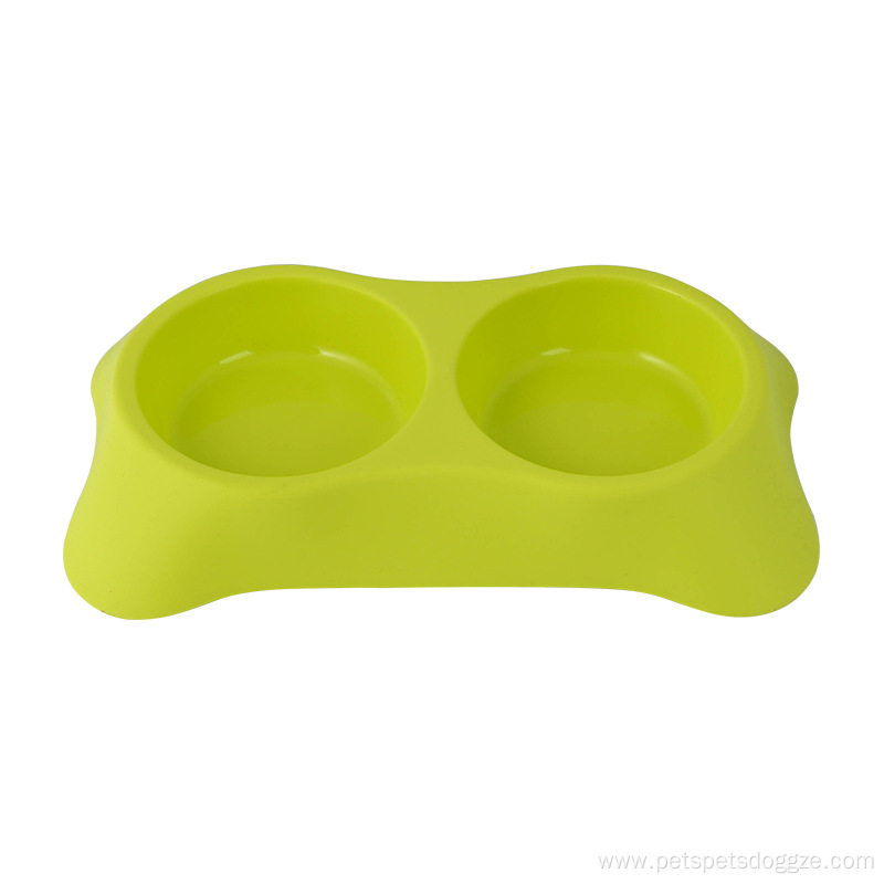 plastic trapezoidal plastic double bowl pet supplies