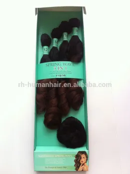 Elegant packing synthetic spring wave 5 pcs one pack with free closure hair extension
