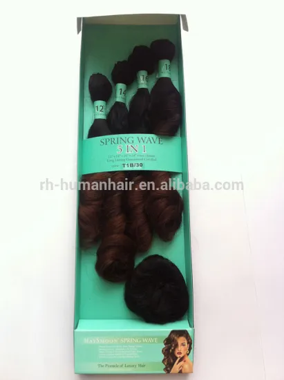 Elegant packing synthetic spring wave 5 pcs one pack with free closure hair extension