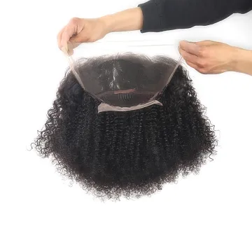 Wholesale 2020 New Fashion Afro Kinky Curly 100% Raw Indian Virgin Human Hair Extensions With Bang Lace Closure