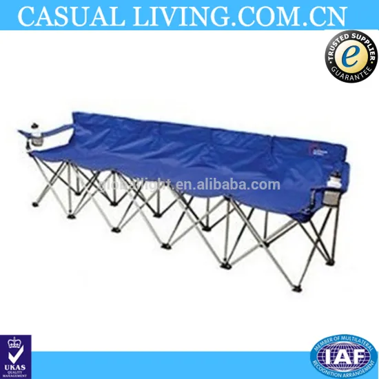 Steel Tube Portable 5 Person Metal Blue Beach Folding Chair
