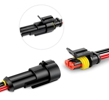 Nilight 50020R 2Pin Waterproof Wire Connector - 16AWG 1.5mm Series Terminal