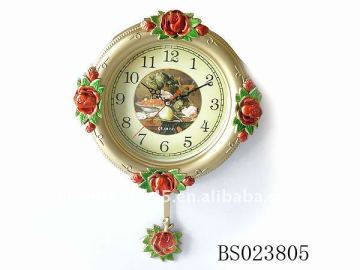 Rose classical wall clock with pendulum