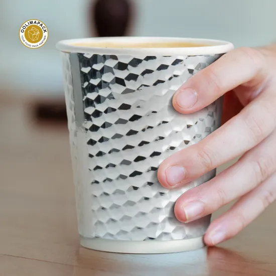 OOLIMA Eco-Friendly Hot Drink Cup: Disposable Embossed Paper Cup