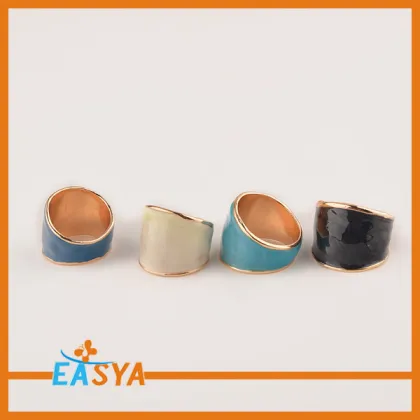 2015 Wholesale Jewellery Wide Enamel 14K Gold Ring Design