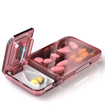 4 Compartment Portable Travel Pill Organizer with Cutter