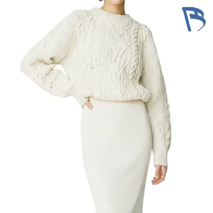 Elegant White Women's Knitted Sweater