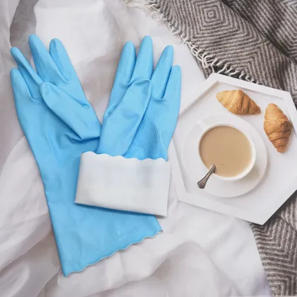 Dipped Flock Lined Work Rubber Gloves Household Glove