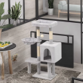 Luxury Corrugated Cardboard & Wooden Cat Climbing Frame Indoor Cat Tree Multi-Level Climbing Condo with Replaceable Pad