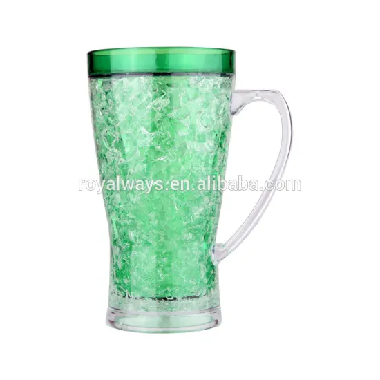Promotional durable acrylic freezable beer mug with handle