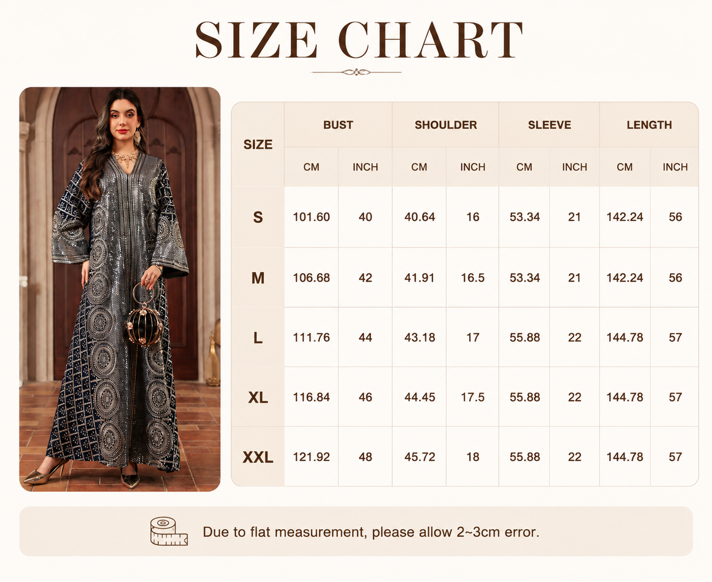 Luxury Sequin Kaftan Abaya Embroidery Detail Front View