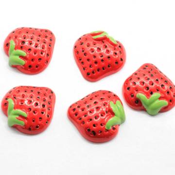 Super Quality Sweet Strawberry Shaped 100pcs/bag Flatback Resin Cabochon For DIY Ornaments Craft Decor Beads