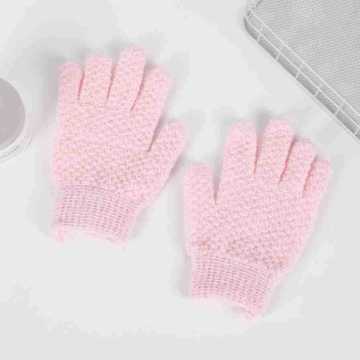 Double Sided Jacquard Frosted Nylon Five Finger Bath Gloves with Back Rubbing and Towel