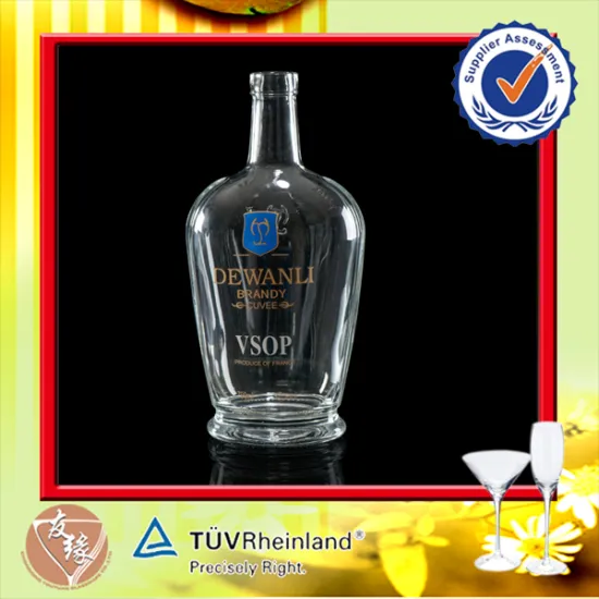 Cork Top 750ML Crystal Glass Wine Bottle Clear Brandy 750 ml Round glass bottle