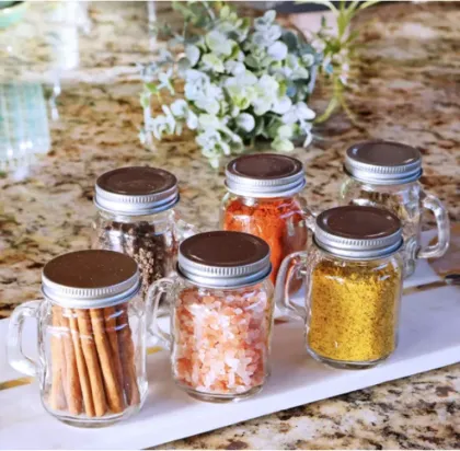 2oz mini glass mason jar with handle