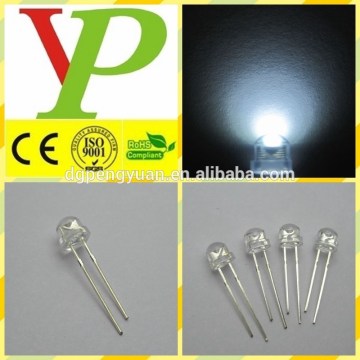 high lumens cool white led 5mm straw hat