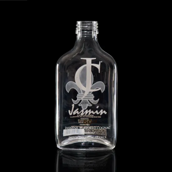 spirit whisky flask bottle custom decal logo 200ml flat fancy cognac bottles wholesale