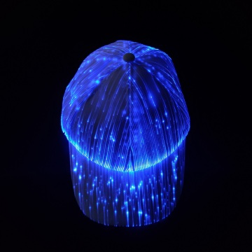 Color Changing Luminous Glowing Baseball Hats with Fiber Optic Lighting for Sports Wear